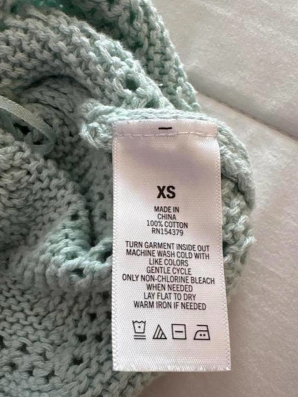 Aeropostale Mint Blue Cropped Crochet Tank Top 100% Cotton Size XS Cottagecore - Picture 4 of 4
